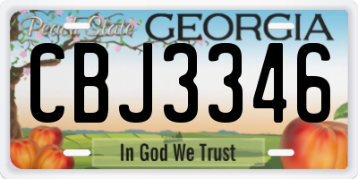 GA license plate CBJ3346