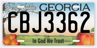 GA license plate CBJ3362