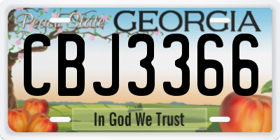GA license plate CBJ3366