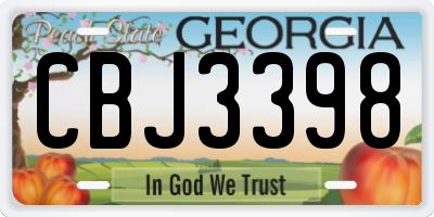 GA license plate CBJ3398