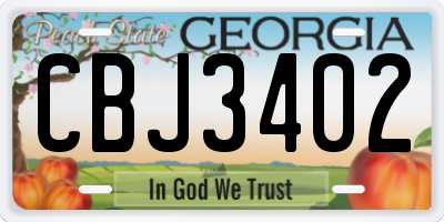 GA license plate CBJ3402