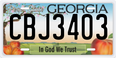 GA license plate CBJ3403