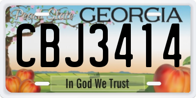GA license plate CBJ3414