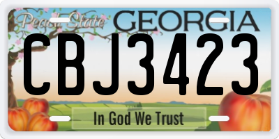 GA license plate CBJ3423