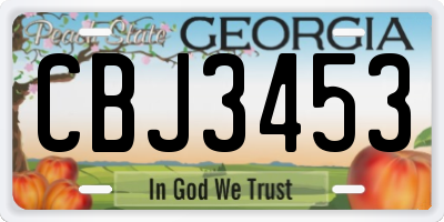 GA license plate CBJ3453