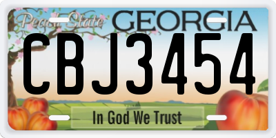GA license plate CBJ3454