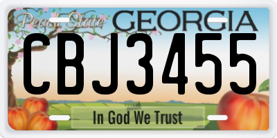 GA license plate CBJ3455