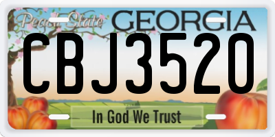 GA license plate CBJ3520