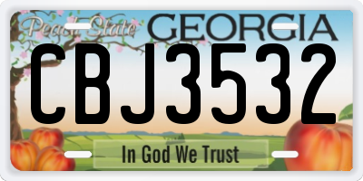 GA license plate CBJ3532