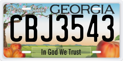 GA license plate CBJ3543
