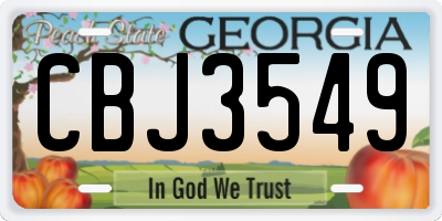GA license plate CBJ3549