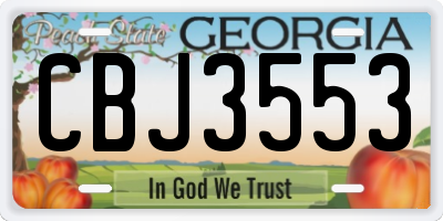 GA license plate CBJ3553