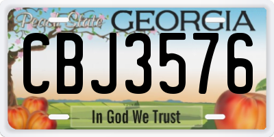 GA license plate CBJ3576