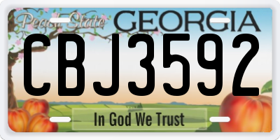 GA license plate CBJ3592