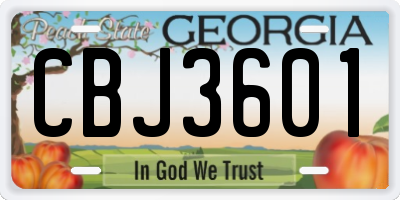 GA license plate CBJ3601