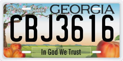 GA license plate CBJ3616