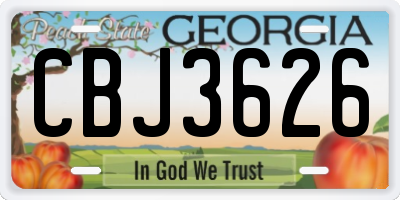 GA license plate CBJ3626