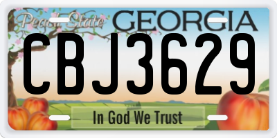 GA license plate CBJ3629