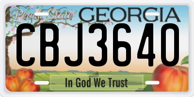 GA license plate CBJ3640
