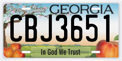 GA license plate CBJ3651