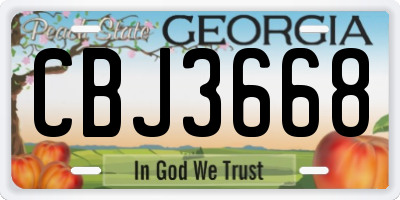 GA license plate CBJ3668