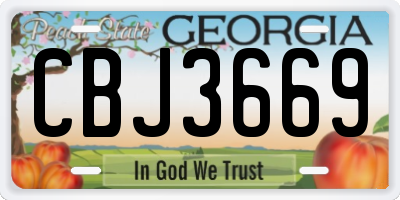 GA license plate CBJ3669