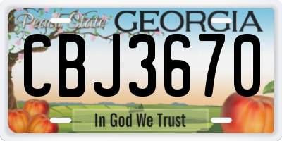 GA license plate CBJ3670