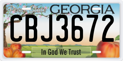 GA license plate CBJ3672
