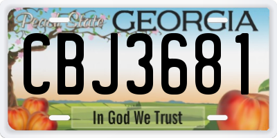 GA license plate CBJ3681