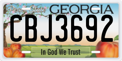 GA license plate CBJ3692