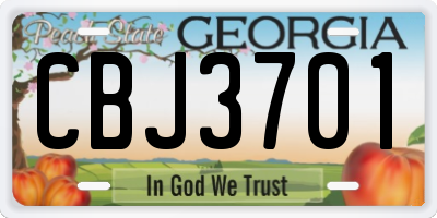 GA license plate CBJ3701