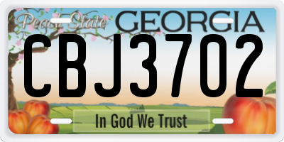 GA license plate CBJ3702