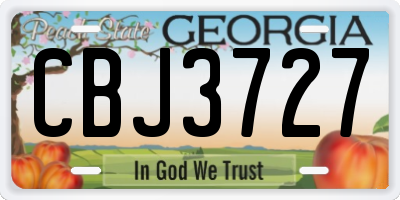 GA license plate CBJ3727