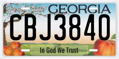 GA license plate CBJ3840