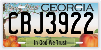 GA license plate CBJ3922