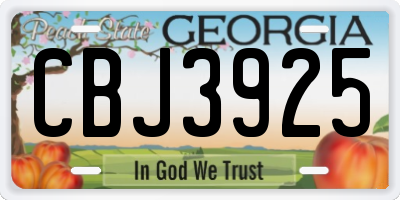 GA license plate CBJ3925
