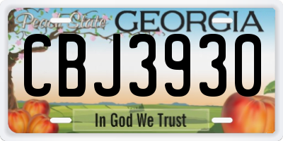 GA license plate CBJ3930