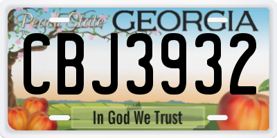 GA license plate CBJ3932