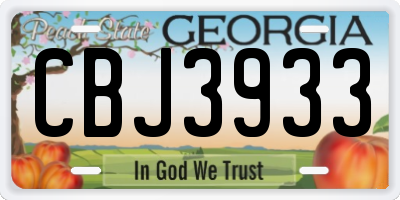 GA license plate CBJ3933