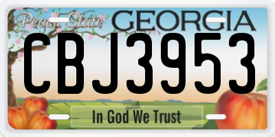 GA license plate CBJ3953