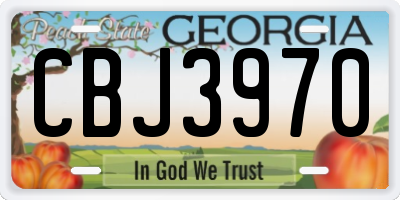 GA license plate CBJ3970