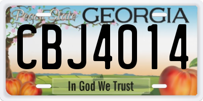 GA license plate CBJ4014