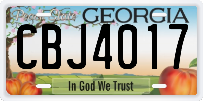 GA license plate CBJ4017
