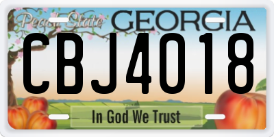 GA license plate CBJ4018