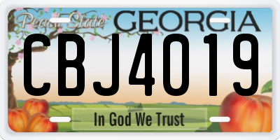 GA license plate CBJ4019