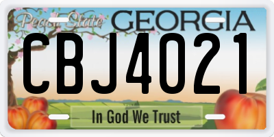 GA license plate CBJ4021