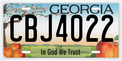 GA license plate CBJ4022