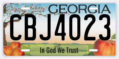 GA license plate CBJ4023