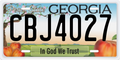 GA license plate CBJ4027