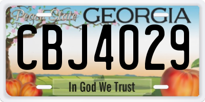GA license plate CBJ4029